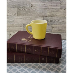 Vintage Hazel Atlas Mug Yellow Milk Glass Coffee Mugs Butter Pastel MCM Retro